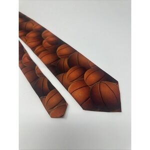 Vintage RALPH MARLIN Basketball Print Tie 57" "Just Balls - Basketballs" 1995 US